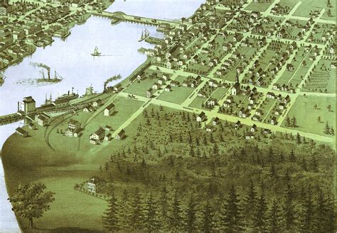 Green Bay And Fort Howard Wisconsin In 1867 Birds Eye View Map