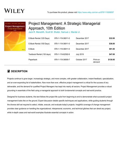 Pdfcoffee Wiley Project Management A Strategic Managerial Approach