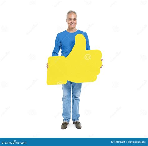 Casual Mature Man Giving Thumbs Up Stock Photo Image Of Smiling Networking
