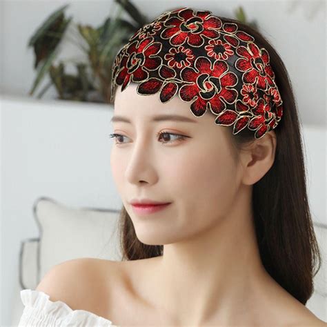 Flower Women Hair Hoop Embroidery Korean Head Wrap Trendy Lace Headband