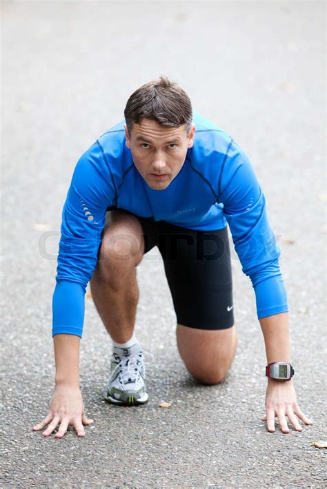 Man Is Ready To Run Stock Image Colourbox