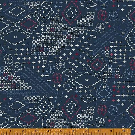 Indigo Stitches By Whistler Studios Sashiko Sampler In Navy Per Half