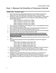 Experiment Pdf Sunday March Expt Measure The Solubility