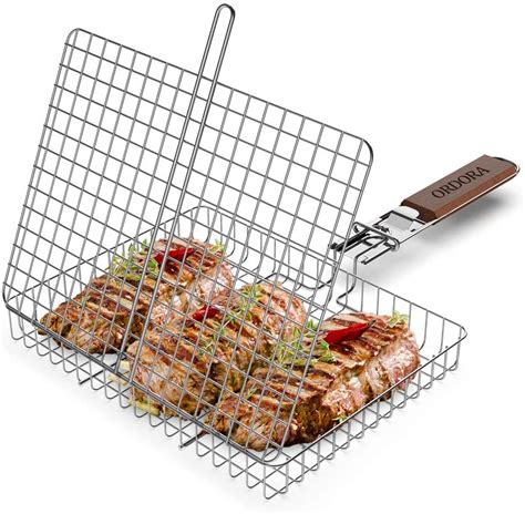 Ordora Grill Basket Fish Grill Basket Rustproof Stainless Steel Bbq