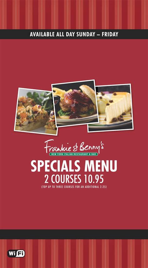 SPECIALS MENU - Frankie and Bennys