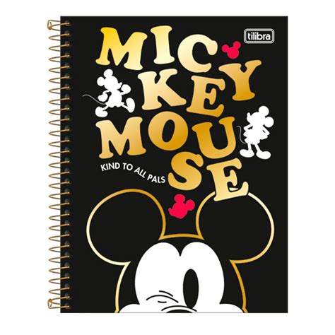 Caderno Colegial 1 Matéria Mickey Espiral Capa Dura 80fls Tilibra