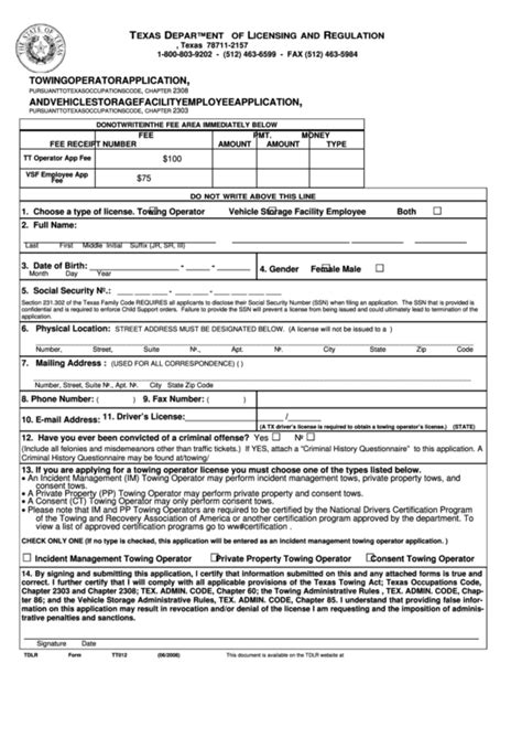 Towing Operator Application And Vehicle Storage Facility Employee