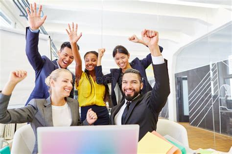 Start Up Team Has Success With An Idea Stock Photo Image Of Employee