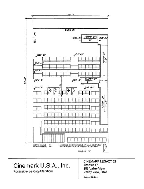 Seating plan for Cinemark Legacy 24, Valley View, Ohio, Auditorium 17.