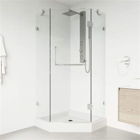 Vigo Piedmont 36 In L X 36 In W X 79 In H Frameless Pivot Neo Angle Shower Enclosure Kit In