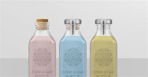 Cork & Cap Bottle Packaging Mockup - TemplateMonster