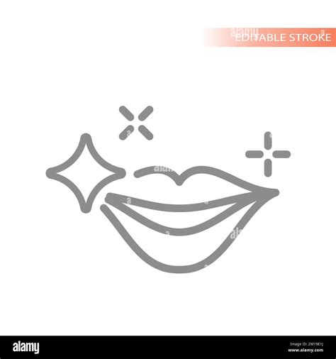 Shiny Clean Smile Dental Line Vector Icon Teeth Whitening Outline