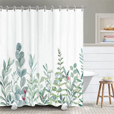 Plant Shower Curtain Botanical Shower Curtain Sage Green Leaf Shower