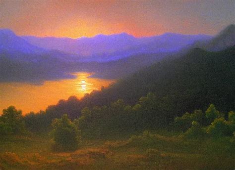 Oil Painting Of The Blue Ridge Mountains At Sunset In Stable