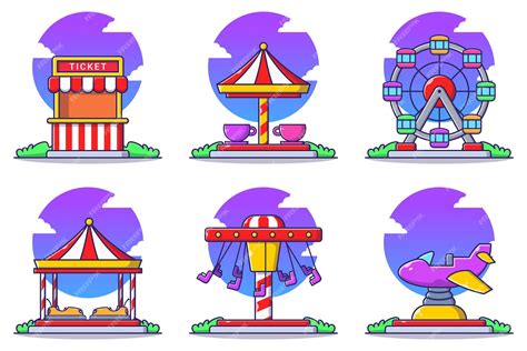 Premium Vector Set Of Amusement Park Illustration