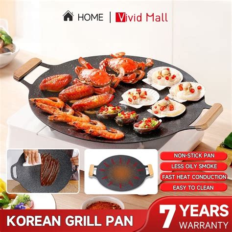 Vivid Korean Flat Grill Pan Non Stick Samgyupsal Grill Pan Set Barbecue