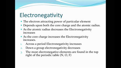 2 2 Electronegativity And Ionisation Energy Youtube