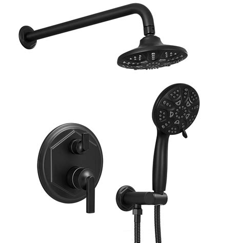 Bathlavish Matte Black Bathroom Shower Faucet Set 8 Inch Rain Shower