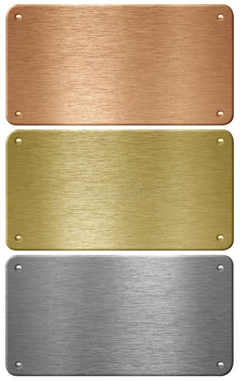 Gold Silver Bronze Metal Plates Isolated Royalty Free Stock Photo