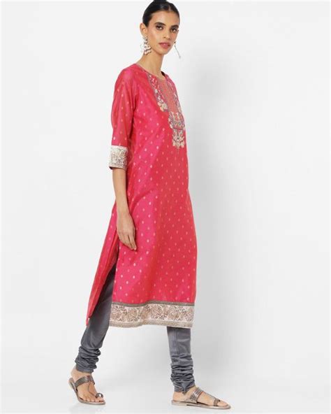 Embroidered Straight Kurta Set With Dupatta Jiomart