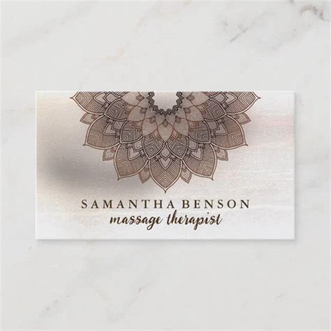 Elegant Mandala Lotus Flower Massage Therapist Business Card Zazzle