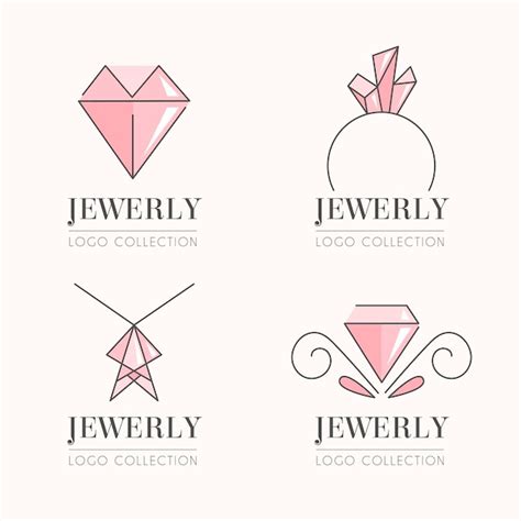 Colecci N De Logos De Joyas Planas Lineales Vector Gratis