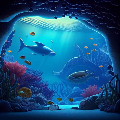 Premium Ai Image There Are Many Fish Swimming In The Ocean Under The