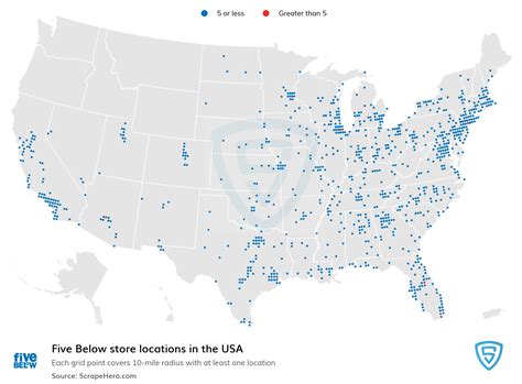 Map Of All 1,598 Five Below Locations In The US By State
