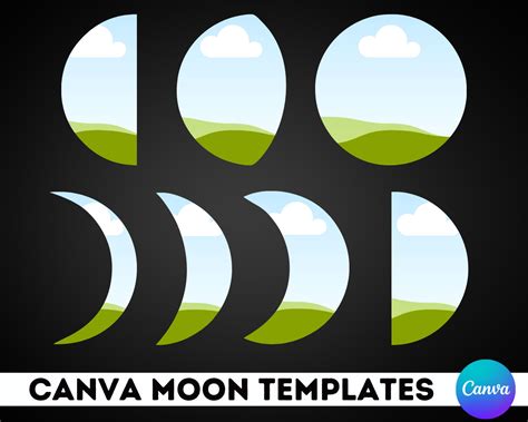 Canva Moon Phases Template Editable Moon Template Canva Template Custom Canva Photo Template