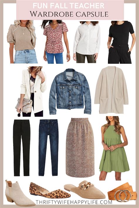 Fun Fall Teacher Wardrobe Capsule 15 Pieces 20 Outfits Thrifty Wife