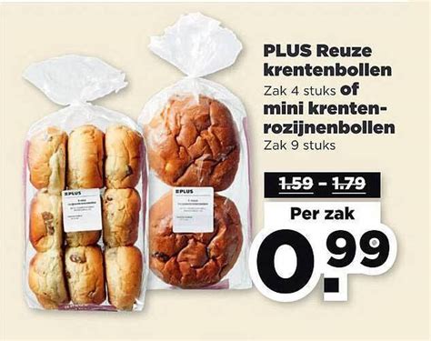 Plus Reuze Krentenbollen Of Mini Krenten Rozijnenbollen Aanbieding Bij PLUS