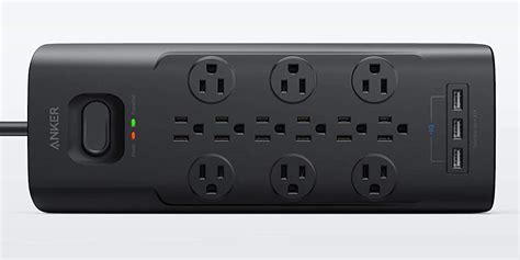 Anker's 4000 Joule, 12-outlet Surge Protector with USB and flat plug ...