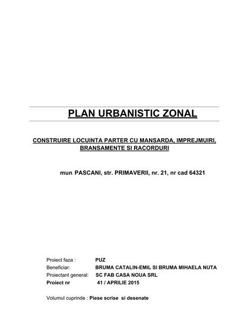 Pdf Plan Urbanistic Zonal Primariapascani Roprimariapascani Ro