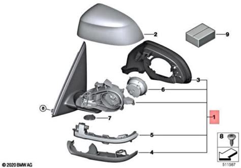 Espejo exterior genuino BMW X5 F15 X5 25d sin vidrio derecho térmico