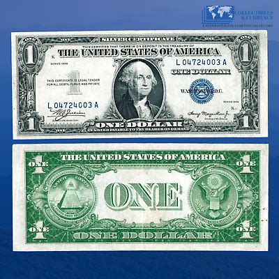 1935 Plain Double Date 1 One Dollars Silver Certificate Block L A VF