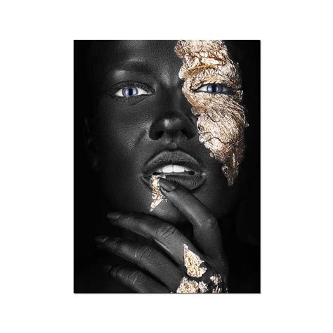 Black Gold Art Woman Oil Painting On Canvas Cuadros Posters And Prints