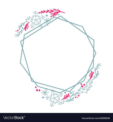 Christmas Hand Drawn Wreath Geometry Frame Vector Image