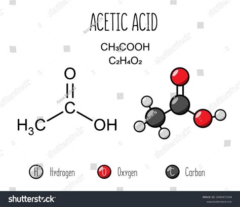 Acetic Acid Chemical Formula Cartoon Style Royalty Free Stock Vector 2040475304