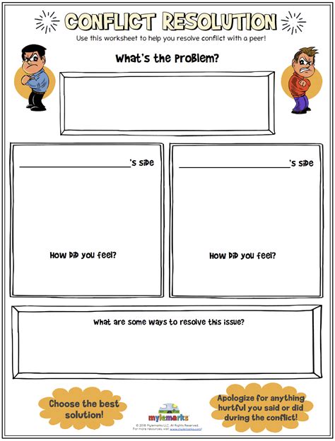 Conflict Resolution Worksheet by Courtney Benner worksheets library