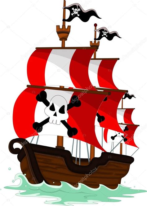 Dibujo Animado Del Barco Pirata Vector De Stock Depositphotos