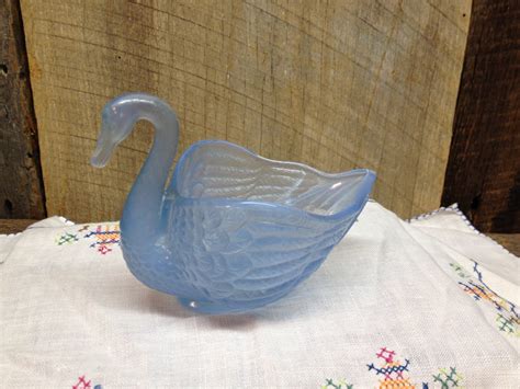 Vintage Blue Glass Swan Vase Fenton Glass By Ifindutreasure