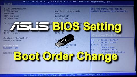 Asus BIOS Setting Boot Order Change Windows Installation YouTube