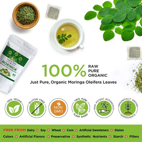 Organic Veda Moringa Tea Bags Pure Usda Organic Certified Whole