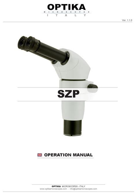 Optika Microscopes Szp Operation Manual Pdf Download Manualslib