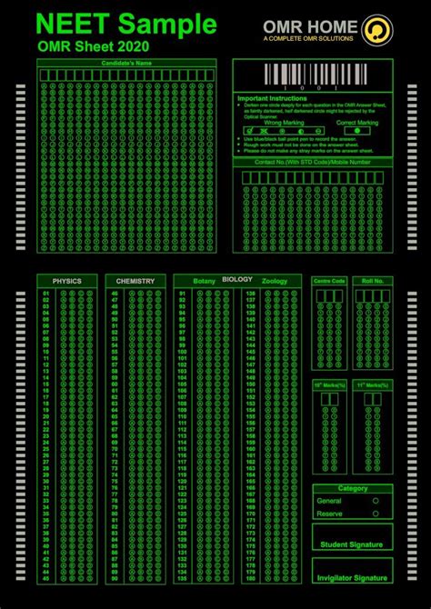 Pdf Neet Sample Omr Home · Neet Sample Omr Sheet 2020 1 0 0 1 Botany
