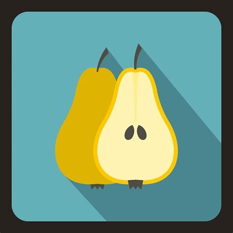 Premium Vector Pear Icon In Flat Style With Long Shadow Fruit Symbol