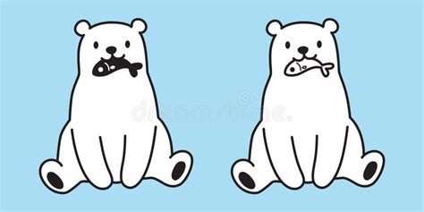 Bear Vector Polar Bear Character Cartoon Logo Icon Fish Salmon