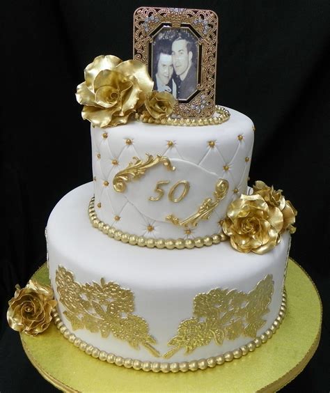 Gold 50th Anniversary Cake 50th Anniversary Cakes Gold Fondant