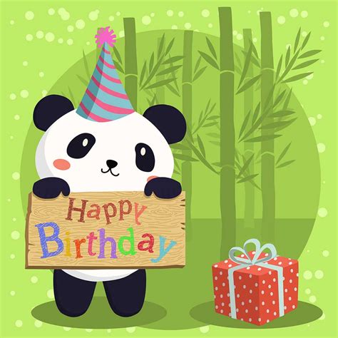 Panda Gift Box Placard Happy Birthday Charity Ecard Send A Charity