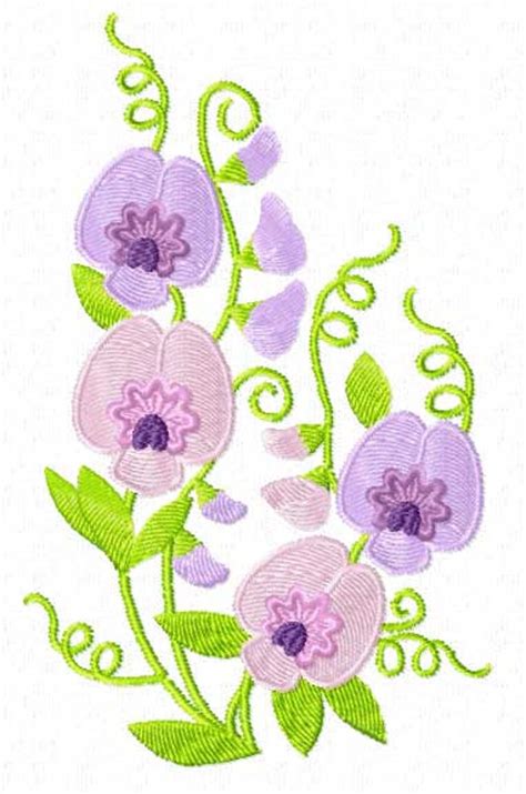 Sweet Pea Flowers Machine Embroidery Designs Set Pes Hus Etsy Uk